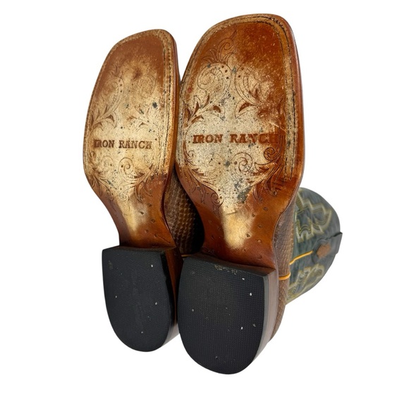 Iron Ranch Light Brown Python Mens Leather Square Toe Western Cowboy Boots - Picture 13 of 16